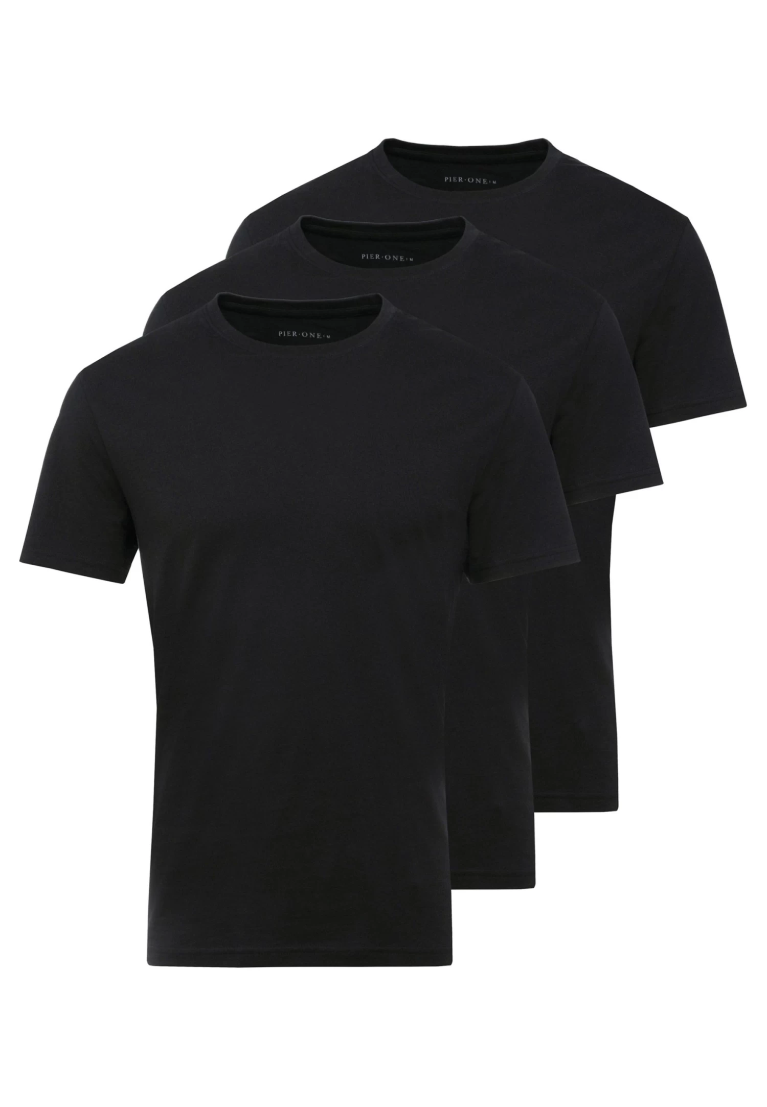 Pier One 3 Pack - T-Shirt Basic - Black 4 Pier One 3 Pack - T-Shirt Basic - Black - Afbeelding 4