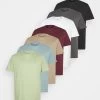 Pier One 7 Pack - T-Shirt Basic - Black /Green /Bordeaux