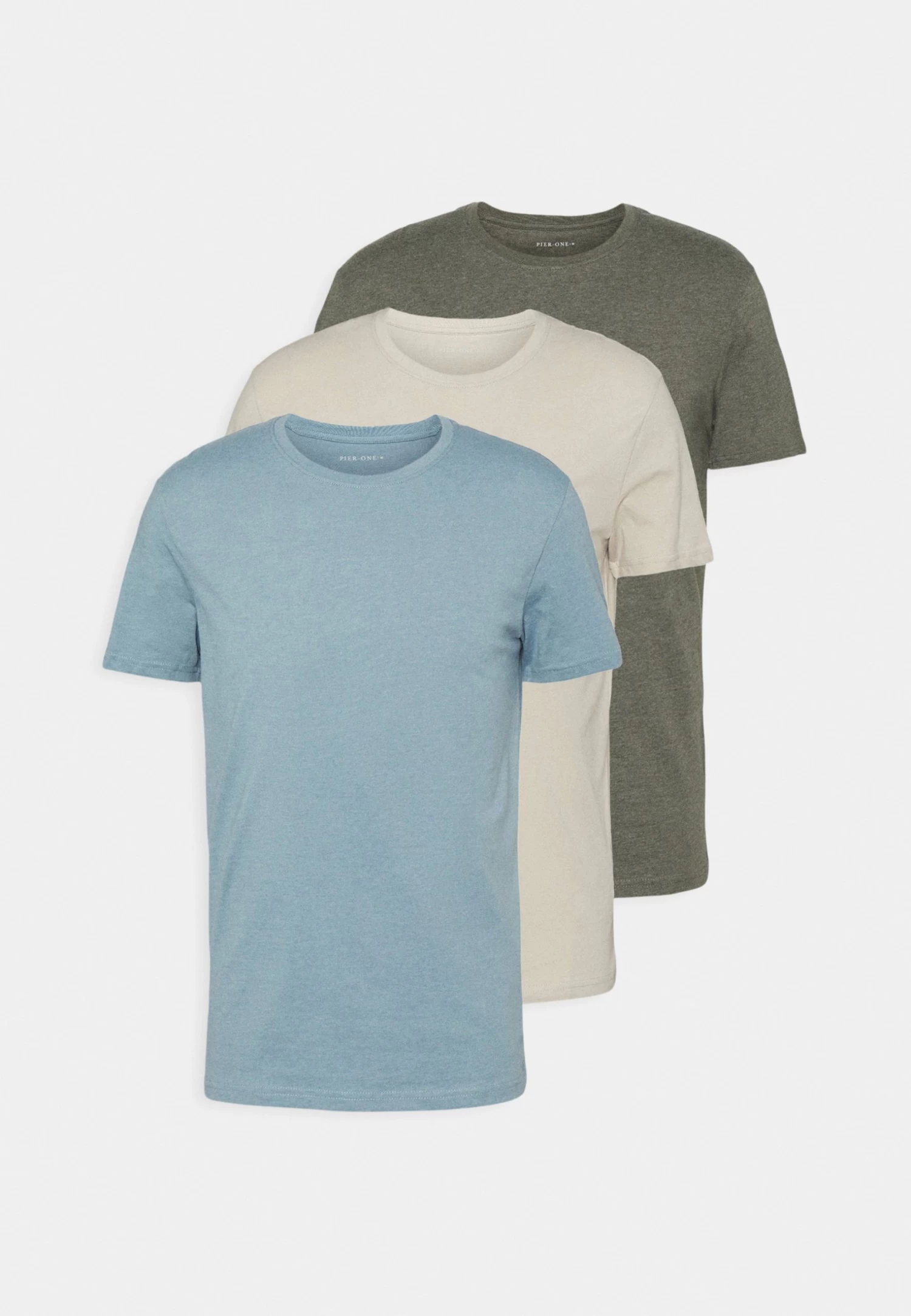 Pier One 3 Pack - T-Shirt Basic - Brown/Beige/Light Blue 6 Pier One 3 Pack - T-Shirt Basic - Brown/Beige/Light Blue - Afbeelding 6
