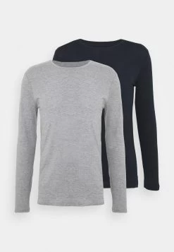 Pier One 2 Pack - Longsleeve - Dark Blue/Mottled Grey -Pier One Verkoopwinkel 83e8584011fe4549a7baa0287054691e