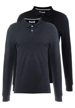 Pier One 2 Pack - Poloshirt - Mottled Grey/Black -Pier One Verkoopwinkel 857ba5deba5045748c8dc85c3c25635e