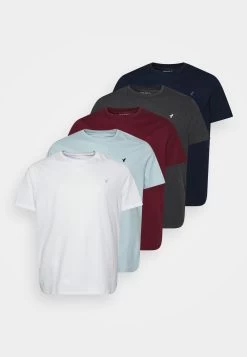 Pier One 5 Pack - T-Shirt Basic - White/Mottled Dark Grey/Bordeaux -Pier One Verkoopwinkel 9a68ad18204f43e0abb4813a31752b65